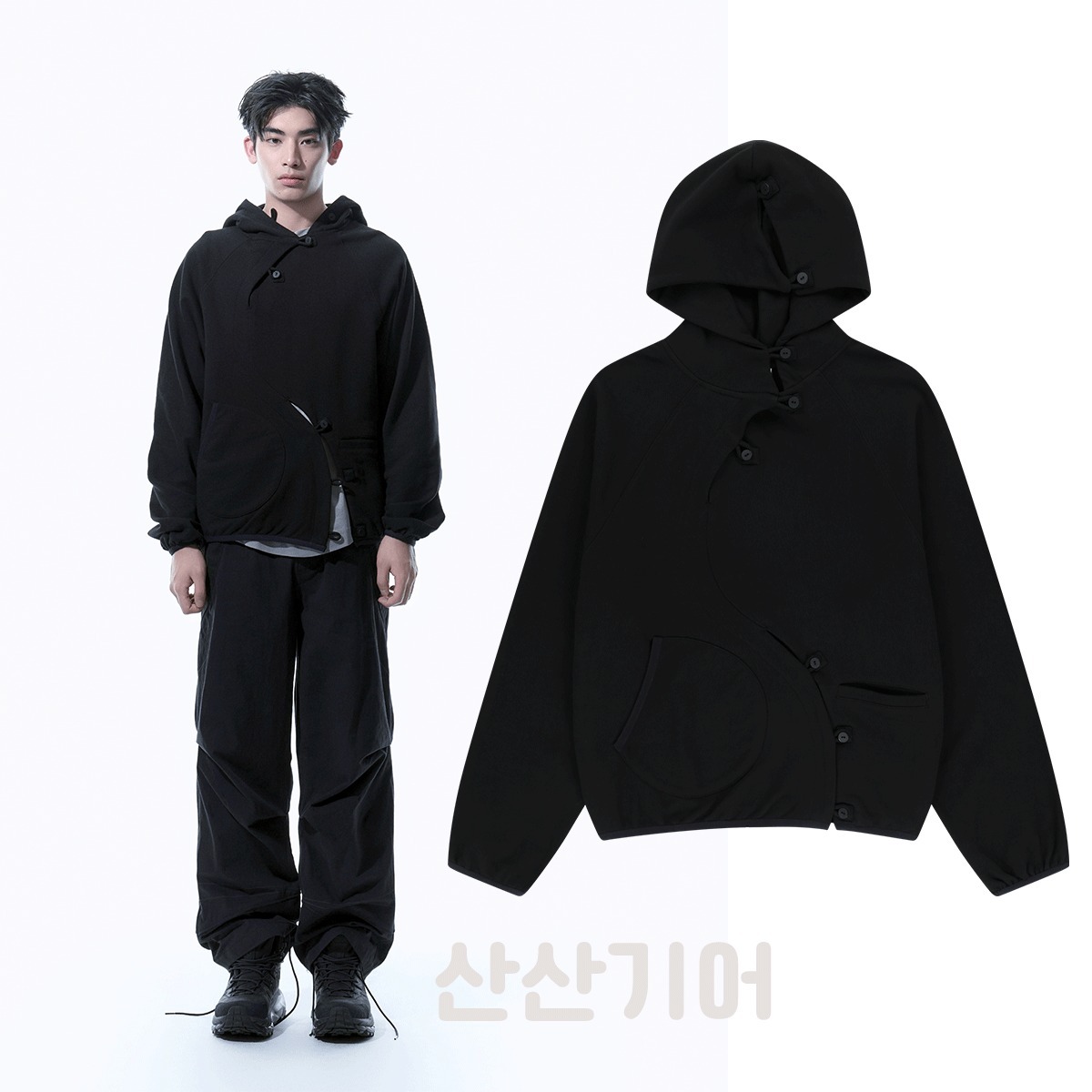 [SAN SAN GEAR] / ☆ 25SS BUTTON HOODIE / BLACK