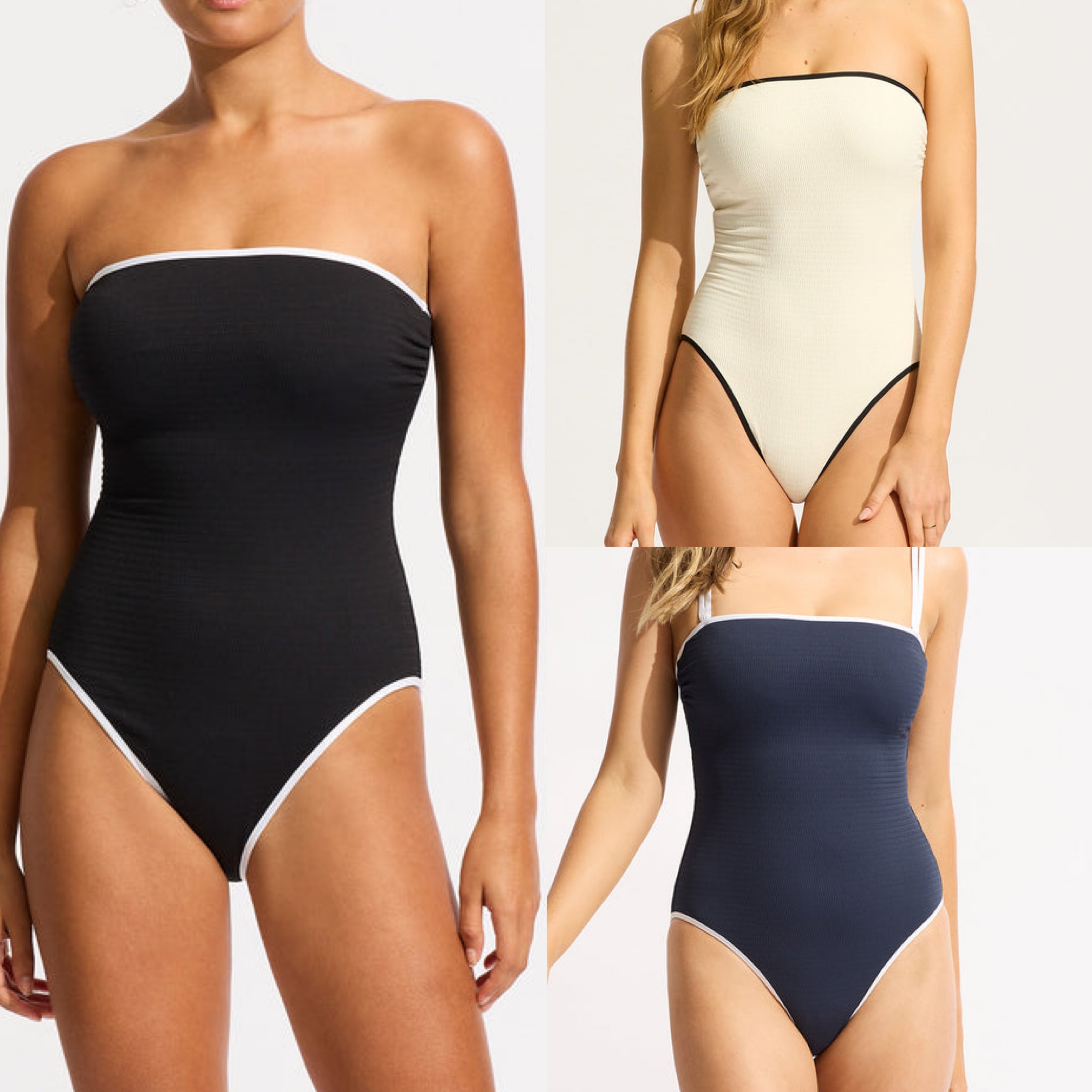 Seafolly シーフォリー 水着 ワンピース バンドゥ 黒 白