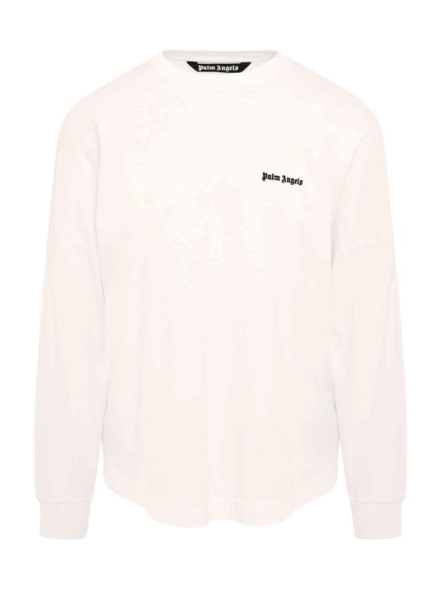 Tシャツ・カットソー Palm Angels Embroidered Logo Long-sleeves T-Shirt in White
