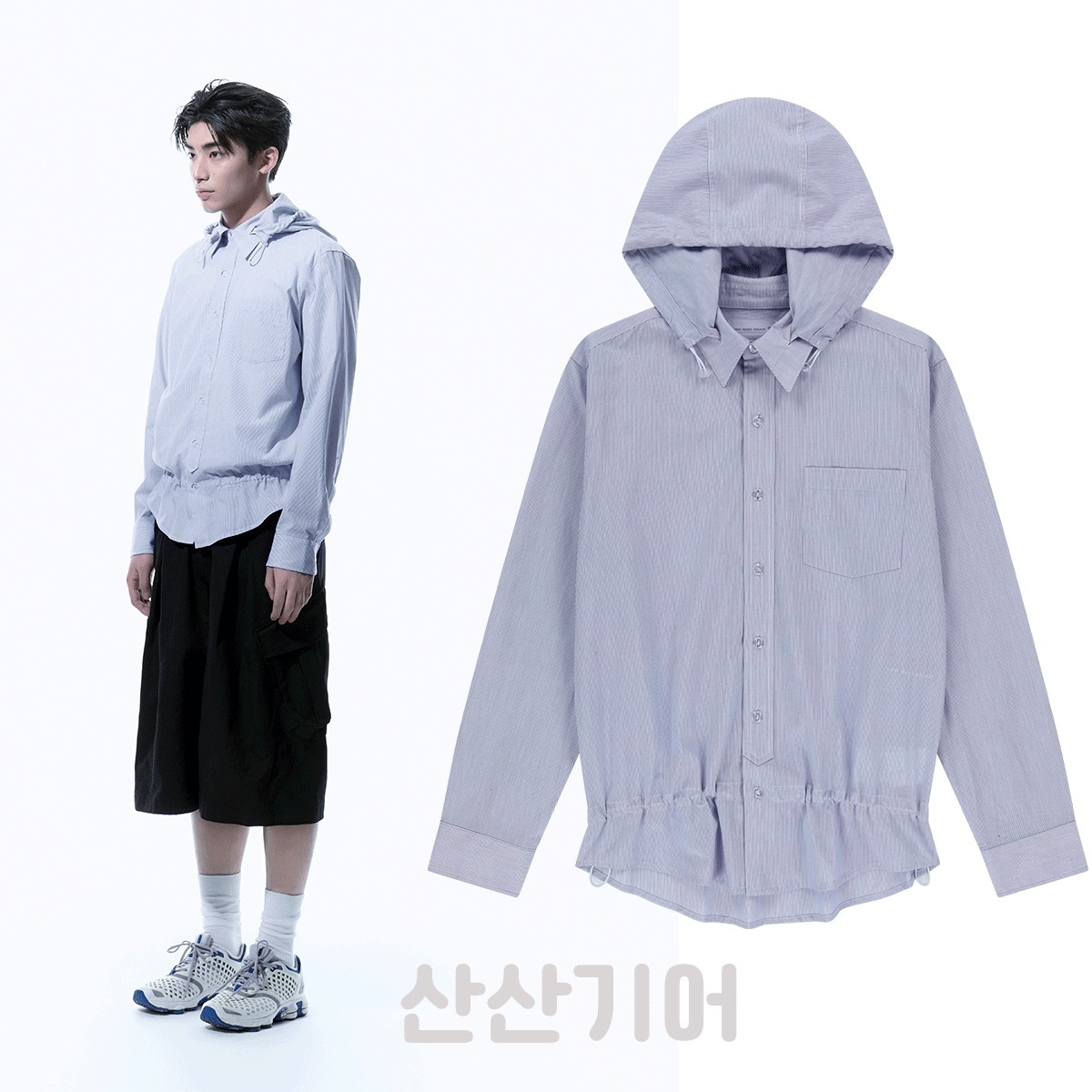 [SAN SAN GEAR] / ☆ 25SS STRIPE HOOD SHIRTS / BLUE