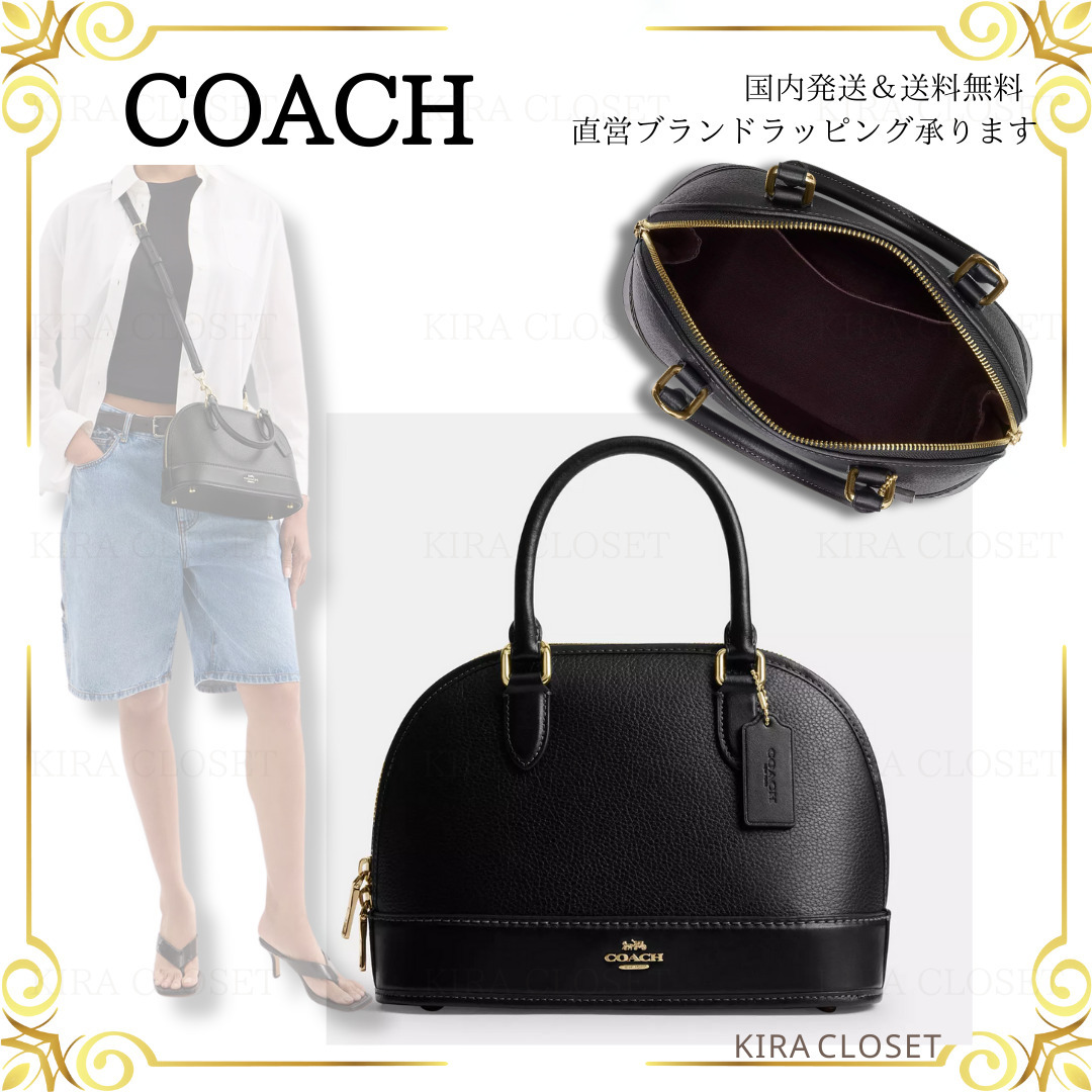 すぐ届く COACH 【iPad mini 長財布収納可】レザー ハンドバッグ