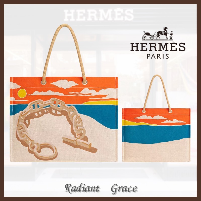 HERMES ビーチバッグ 《エスカル・ア・ラ・プラージュ》プリント