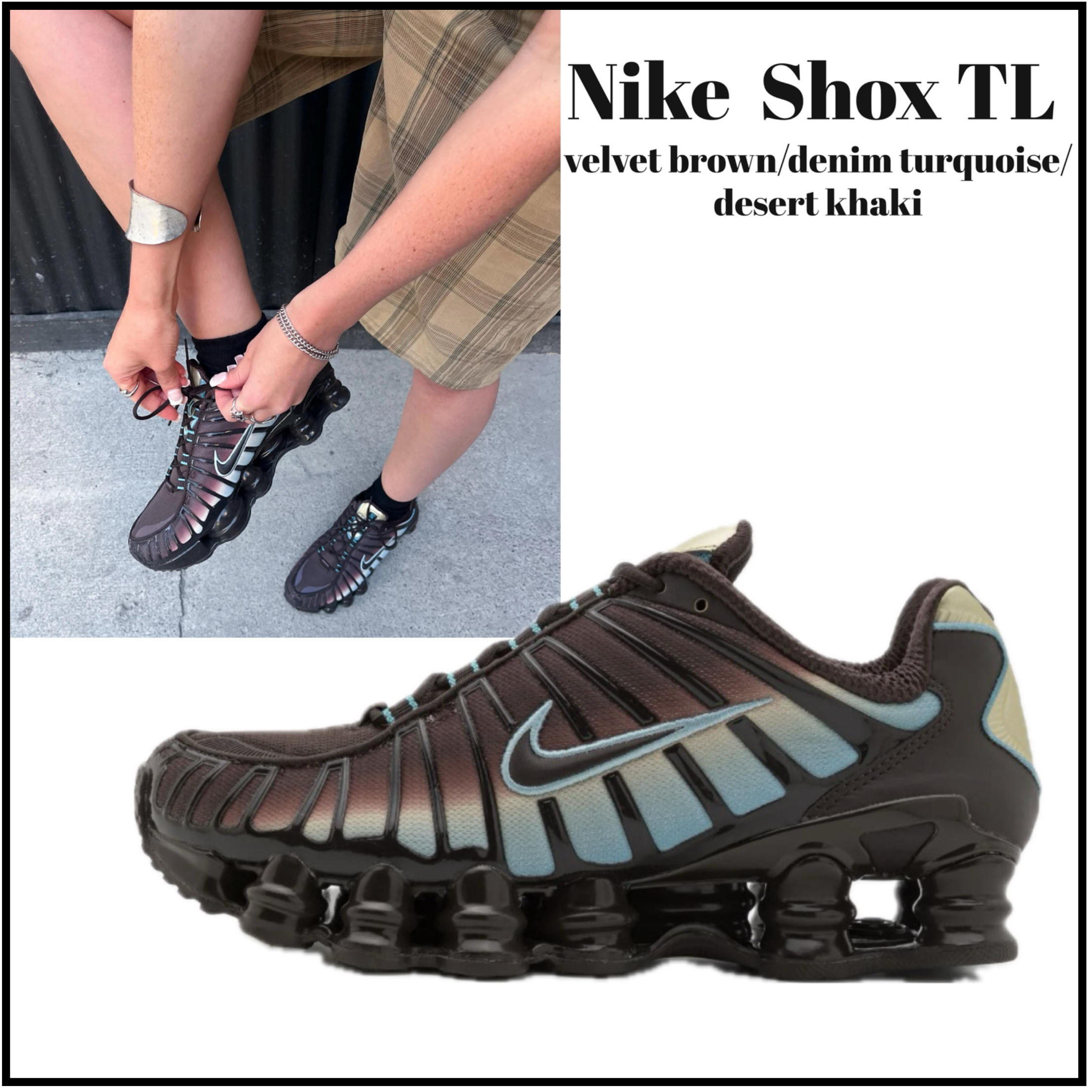 ◆ NIKE ◆ Shox TL ショックス ◆ ブラウン/デニムターコイズ