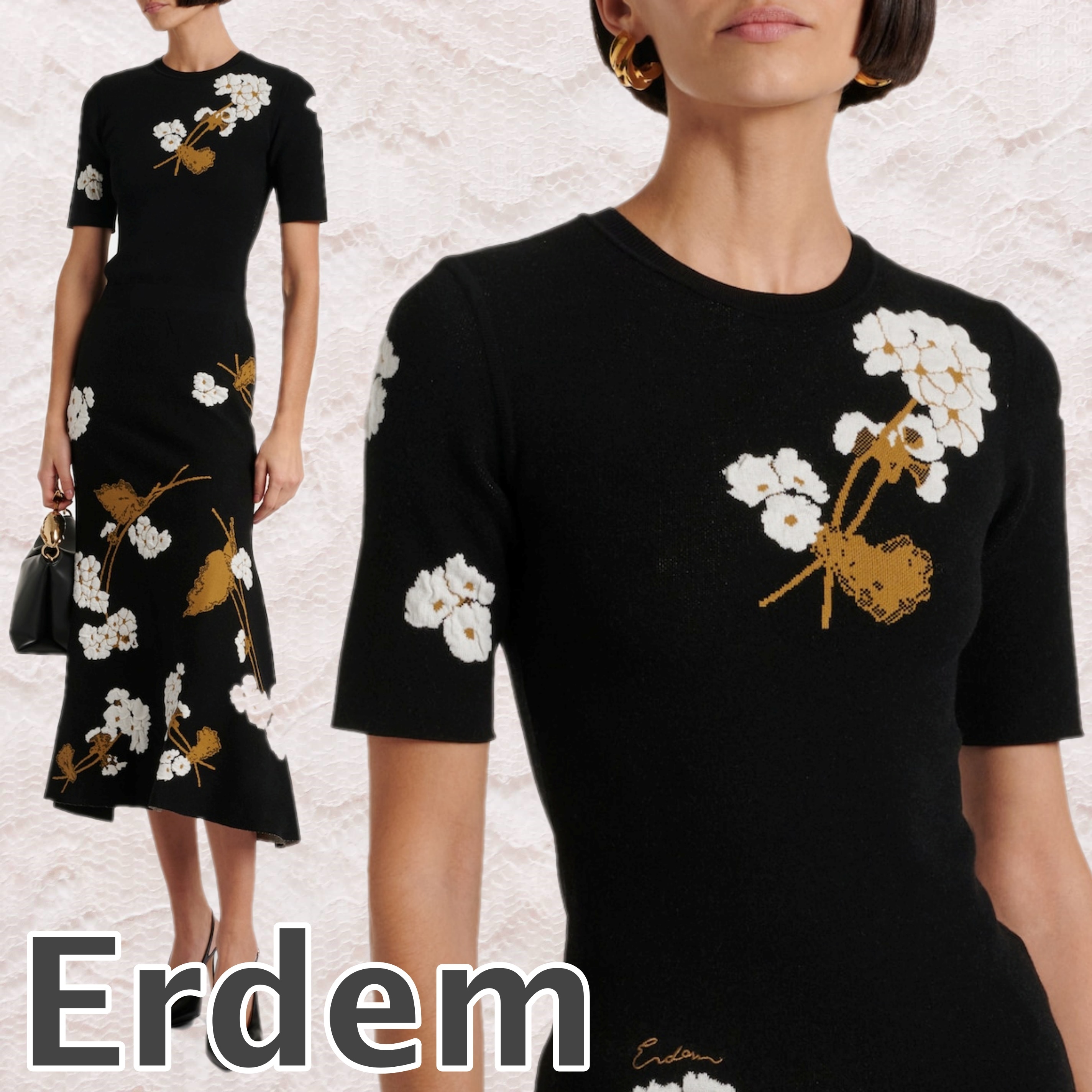 【ERDEM】ニット花柄ジャカードTシャツ