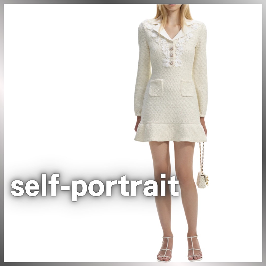 SALE【self-portrait】スパンコールニット ミニドレス