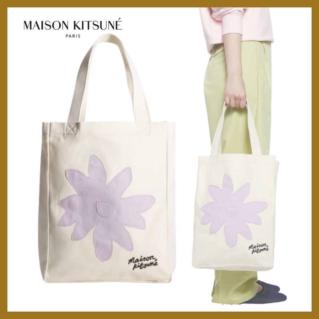 使いやすさ◎【MAISON KITSUNE】デイジー フラワー トート*刺繍