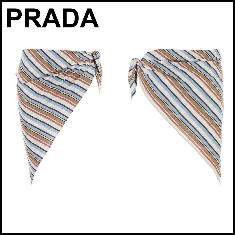 【PRADA】刺繍入りストライプサロン☆SALE中♪