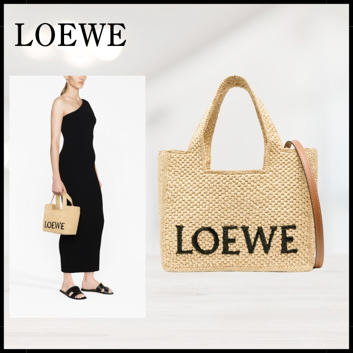 【LOEWE】フォント スモール ラフィア バッグ