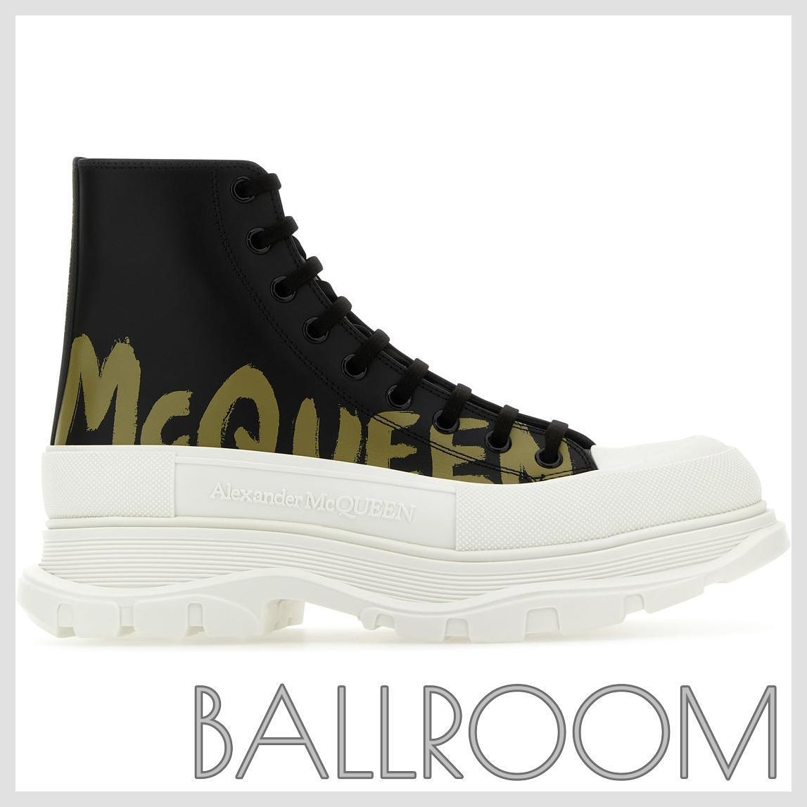 スニーカー ALEXANDER MCQUEEN BLACK LEATHER TREAD SLICK SNEAKERS
