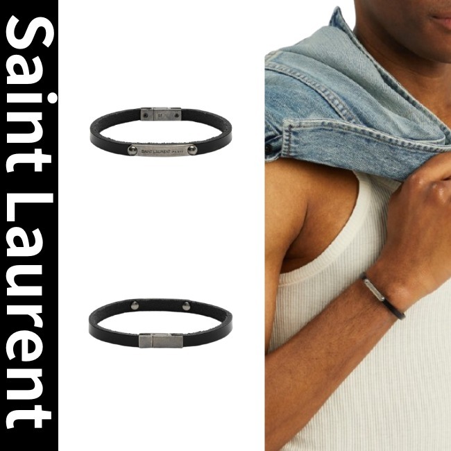 【Saint Laurent】ロゴレザーブレスレット