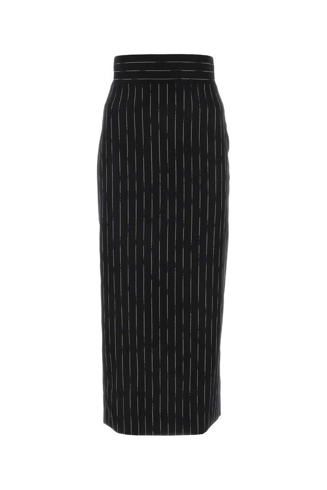 ALEXANDER MCQUEEN ストライプ ハイウエスト ミディ スカート