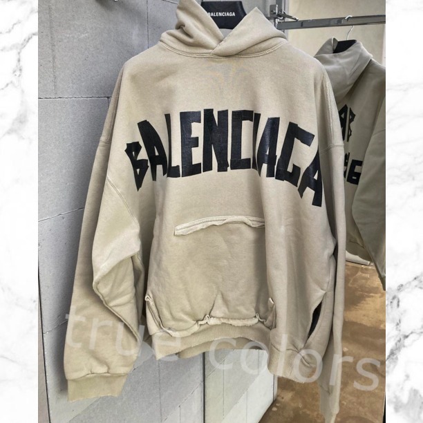 BALENCIAGA バレンシアガ ビックテープロゴ フーディ*BEIGE