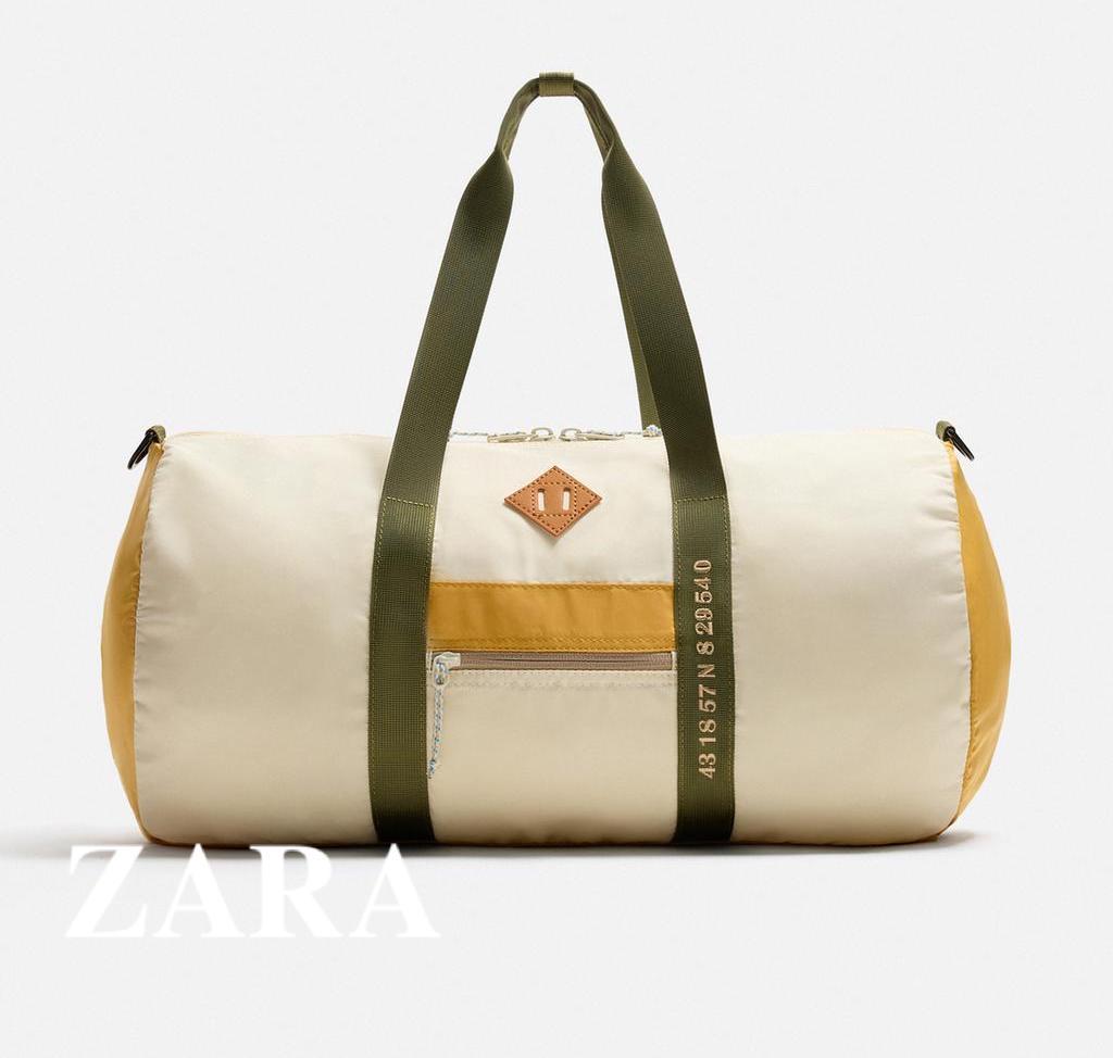 ★ドイツ発*ZARA*新作*コントラストダッフルバッグ/BONE★