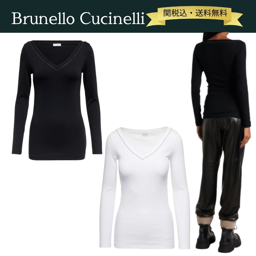 【関税・送料込】BRUNELLO CUCINELLI Vネック 長袖 Tシャツ
