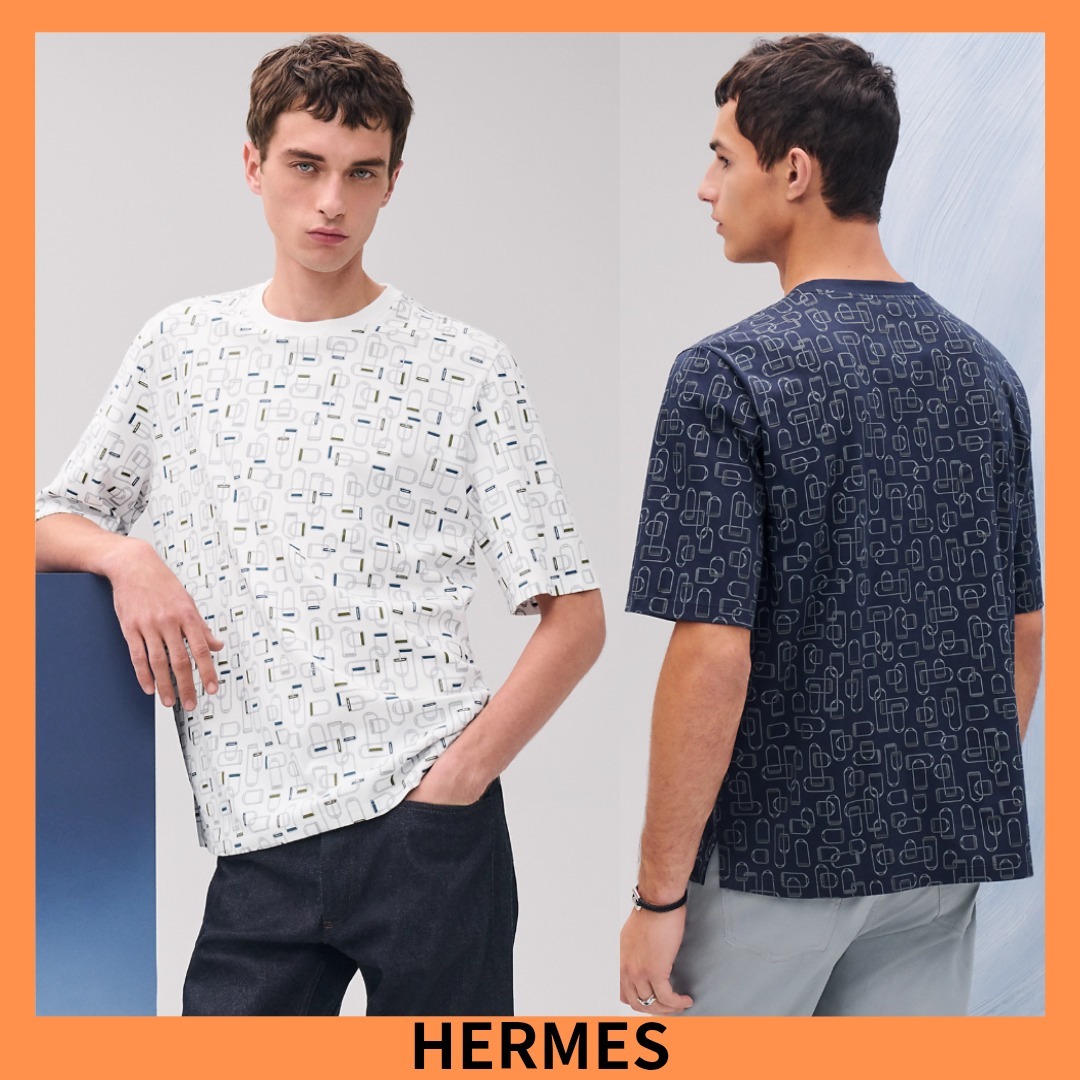 【HERMES】バイマテリアル「Elastic Stirrups」 T シャツ2色