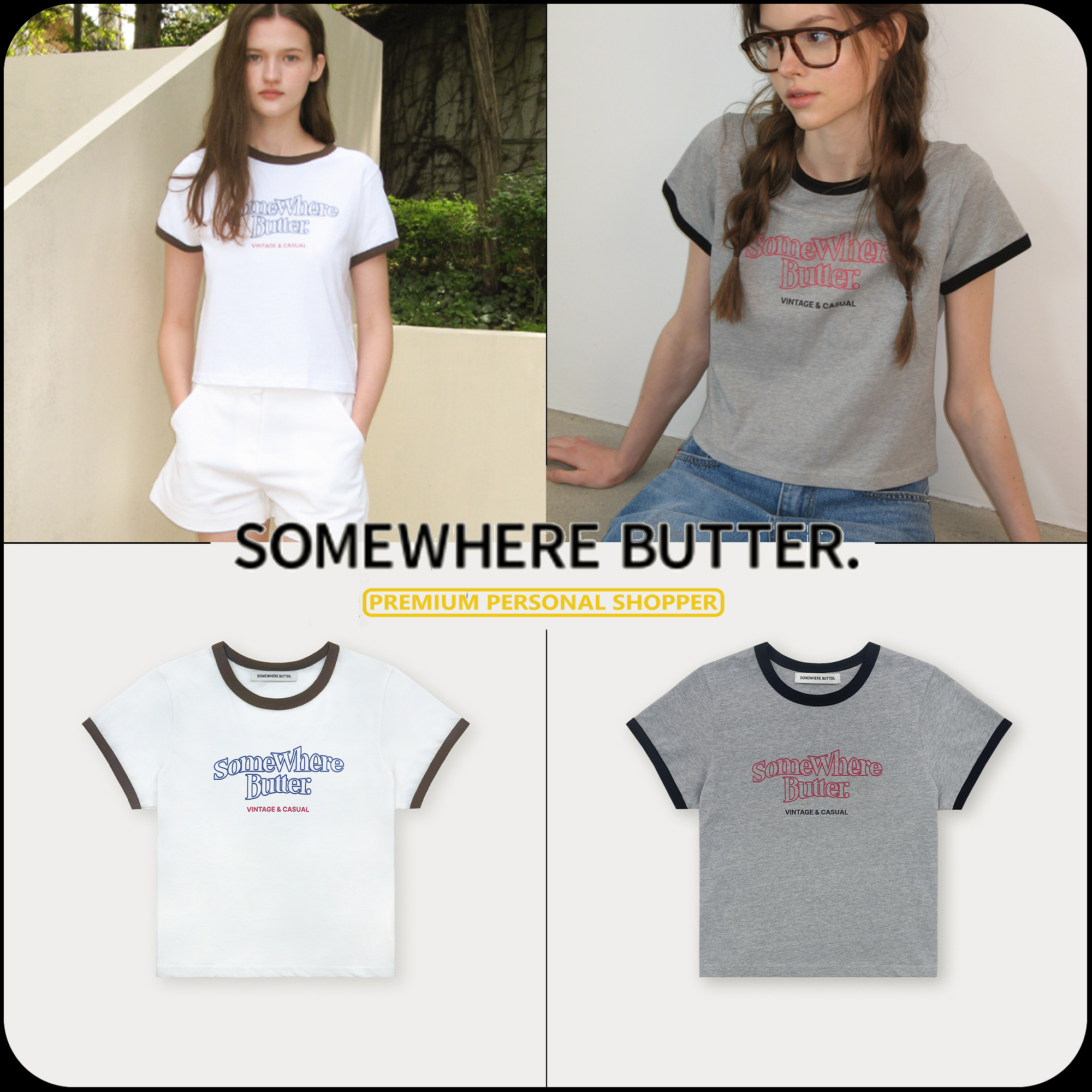 [SOMEWHERE BUTTER]★25SS★韓国人気★Wave Logo Ringer Top