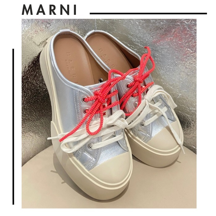 MARNI マルニ●Pabloレザーレースアップサボスニーカー シルバー