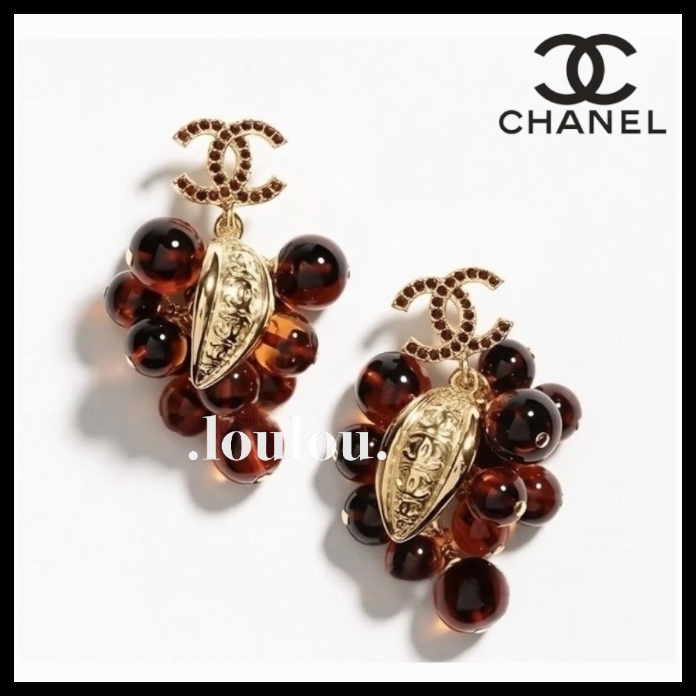 【大人カラーのぶどう風モチーフ♪】CHANEL ピアス