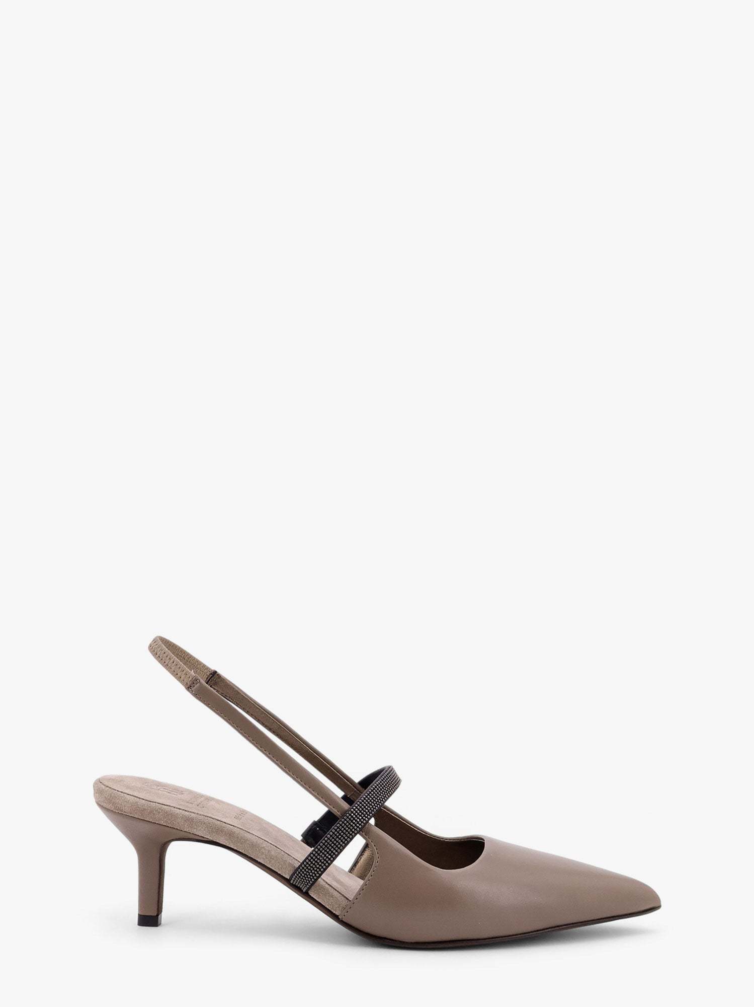 フラットシューズ BRUNELLO CUCINELLI City leather slingback decollete Ice