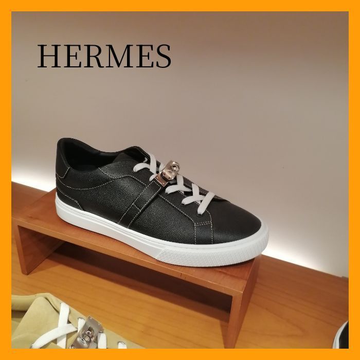 【HERMES エルメス スニーカー ケリーバックル付 デイ レザー 黒