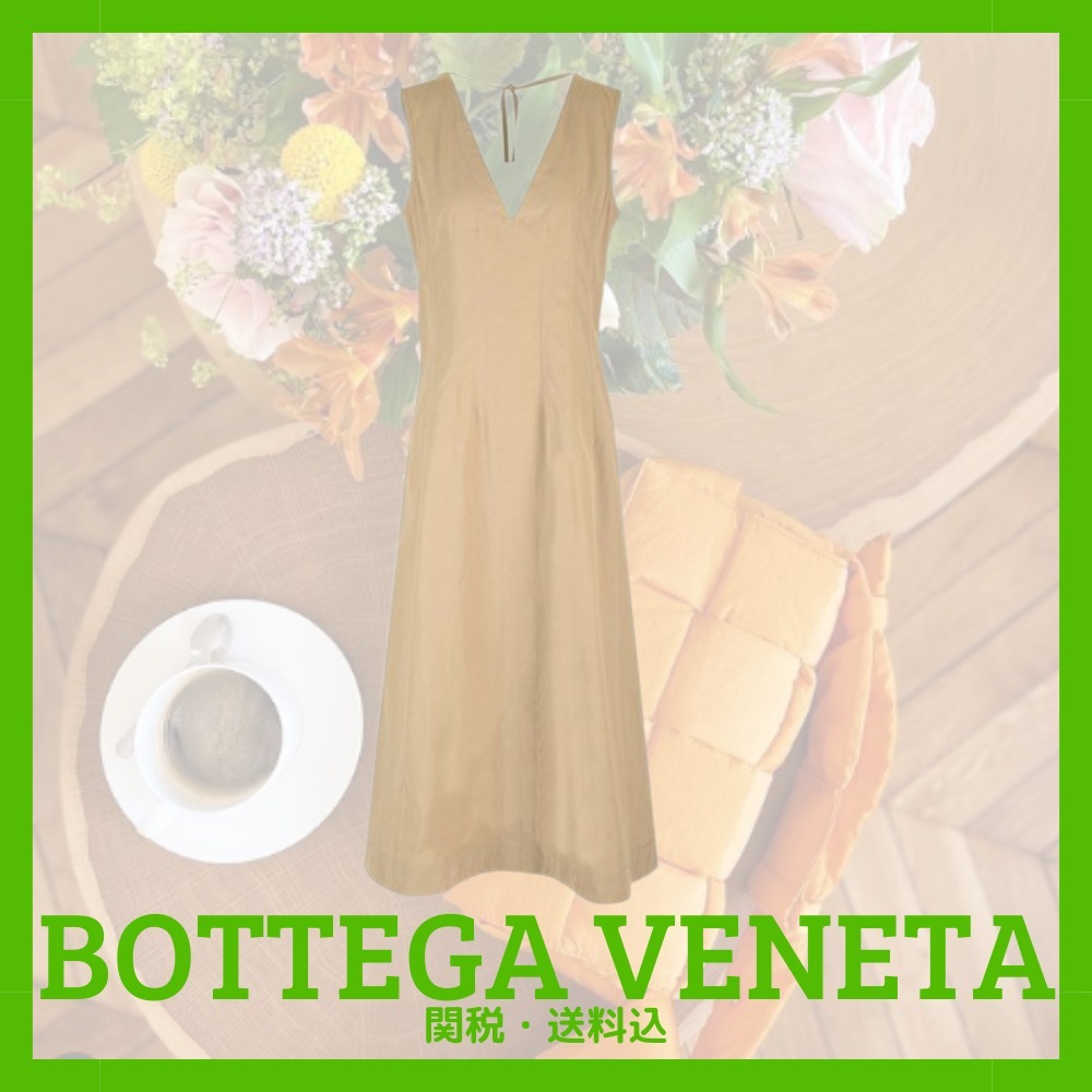 新作☆【Bottega Veneta】 ベージュのノースリーブマキシドレス