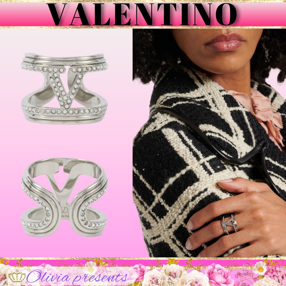 VALENTINO＞＞VLogoクリスタル装飾リング