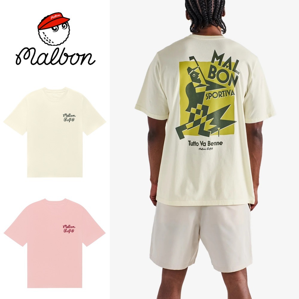 MALBON GOLF : ゴルフウェア メンズグラフィックコットンTシャツ