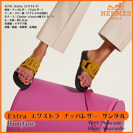 お洒落は足元から【日本未発売】HERMES Extra サンダル 黄 桃 2020春夏 新作 HERMES エルメス レディース サンダル 