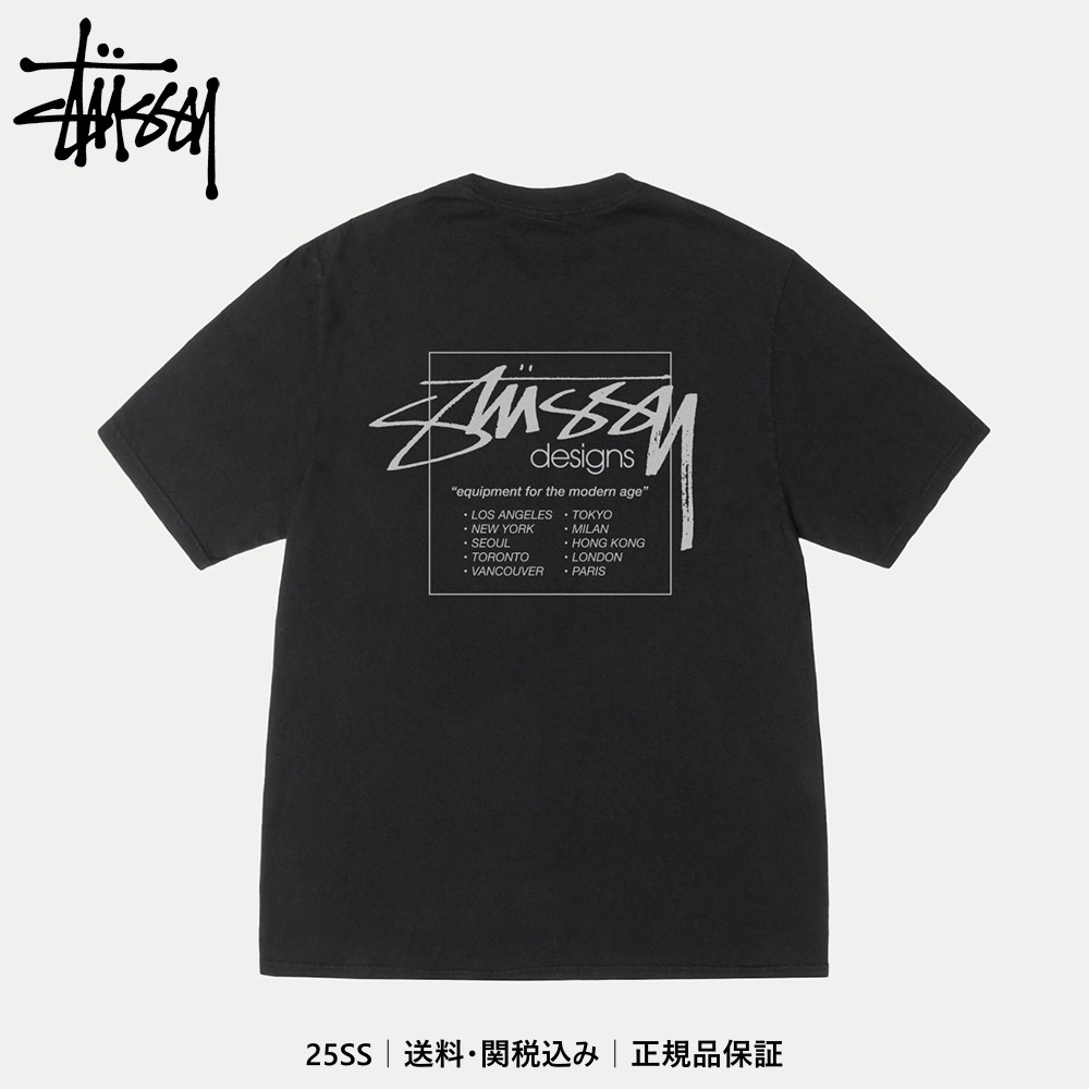 【STUSSY】Modern Age Pigment Dyed T-Shirt Black