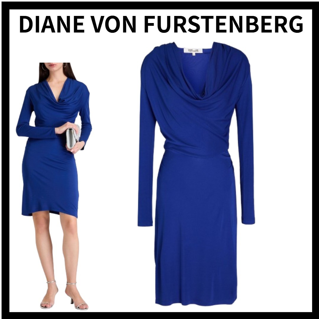 DIANE VON FURSTENBERG ドレープ入り ジャージー ミニワンピース
