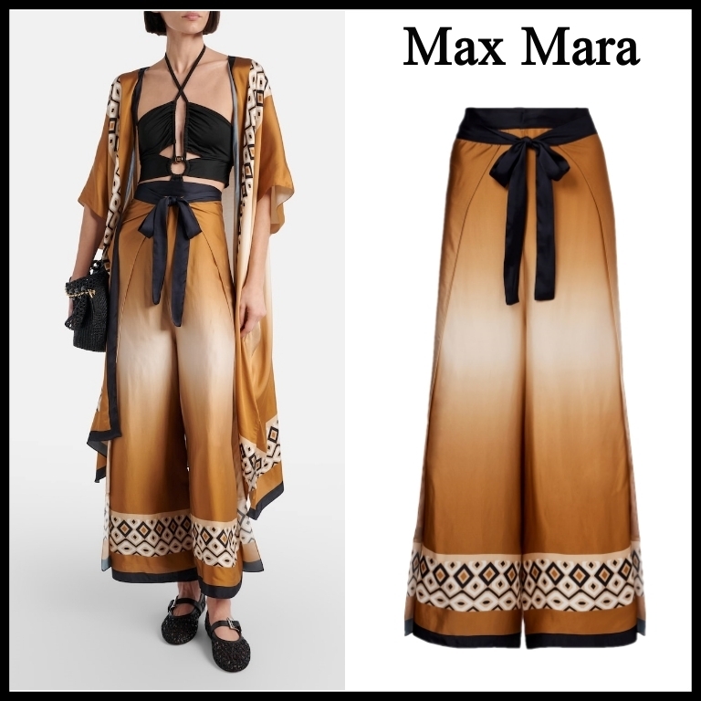 【Max Mara Beachwear】SFERE プリント サテン クロップドパンツ