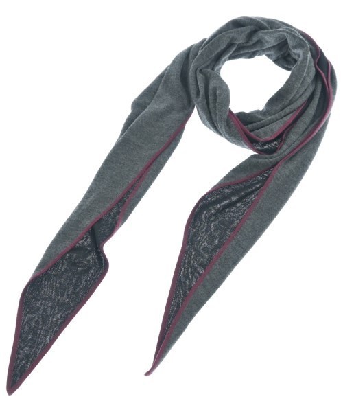 HERMES エルメス マフラー グレーx赤 - 4103525Y0065