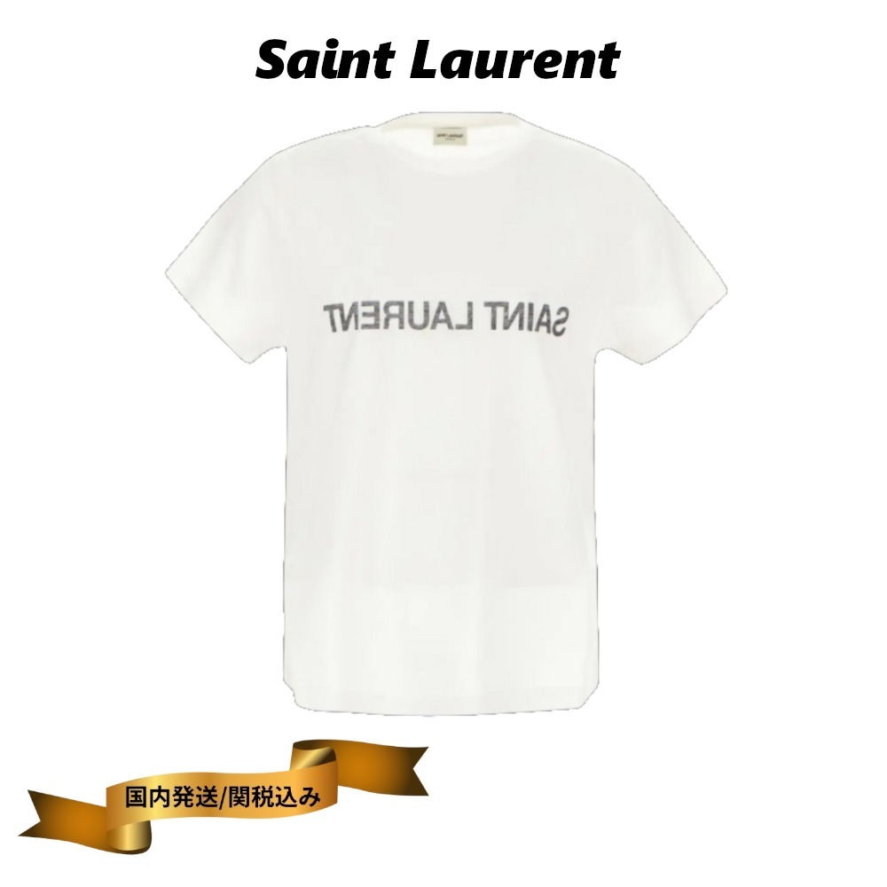 【シンプルデザイン★】SAINT LAURENT リバース ロゴ Tシャツ