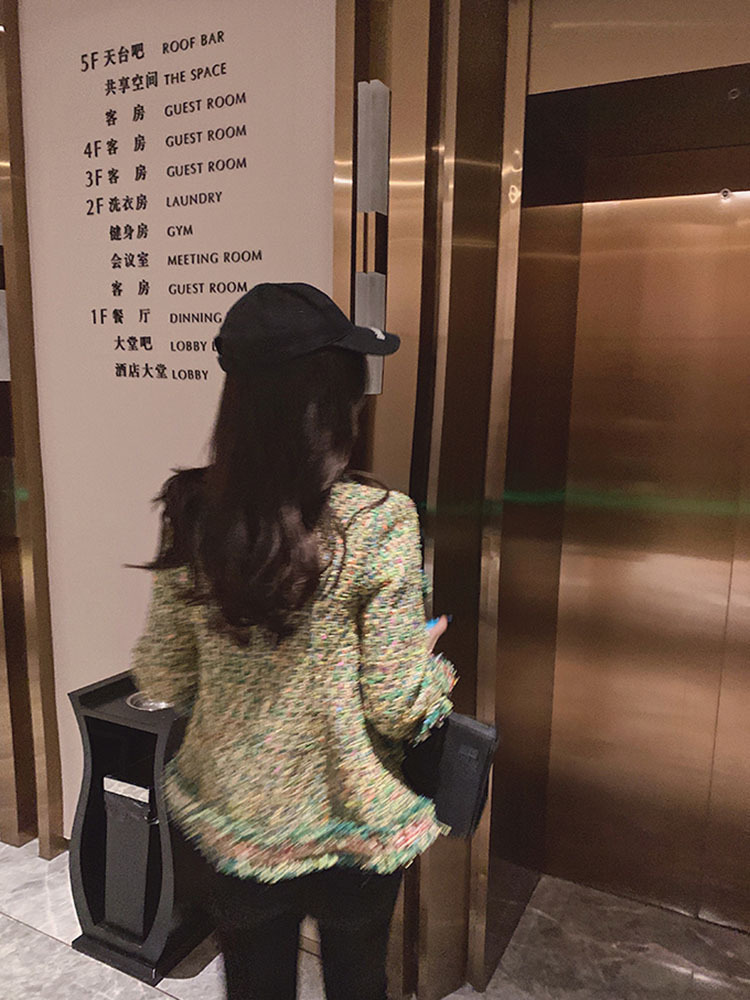 グリーン パール フリンジ ツイード レディース ジャケット