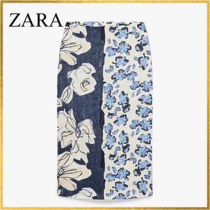 【ZARA】サテン地プリントミディ丈スカート 3666/111/330 サテン地プリントミディ丈スカート - マルチカラ― | ZARA Japan