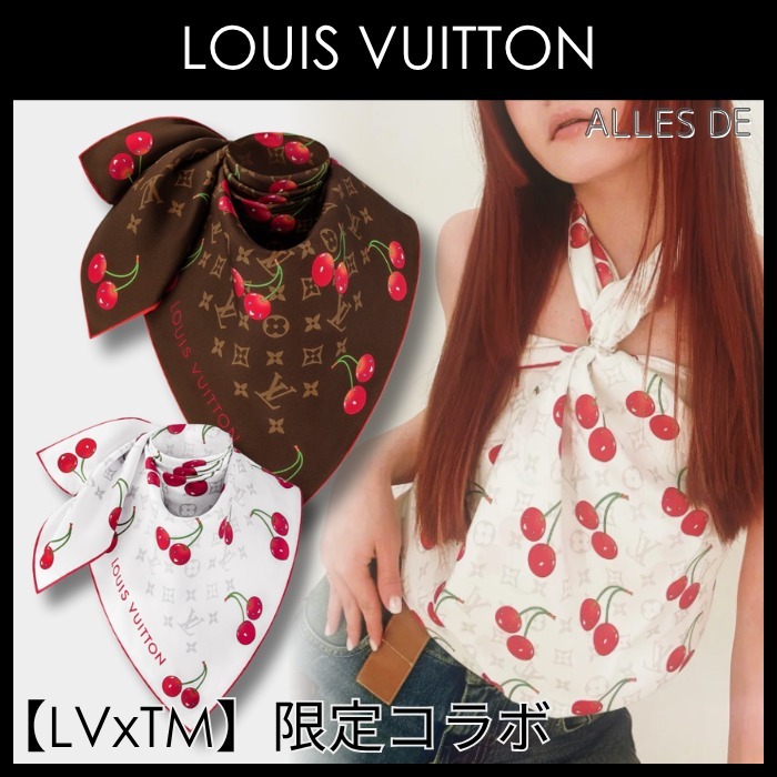 【LV×TM限定！チェリー】LOUIS VUITTON カレ90 モノグラム