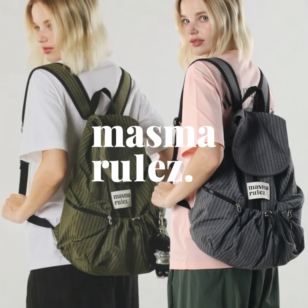 【Masmarulez】String flap backpack Check_2color ☆韓国人気☆