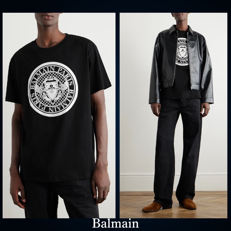 ロゴフロックコットンジャージーTシャツ