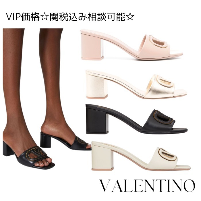 VIP価格☆VALENTINO Vロゴ ミュール レザー サンダル