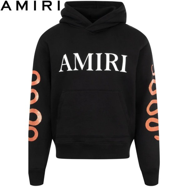 AMIRI アミリ スネークプリントプルオーバーフーディ ブラック