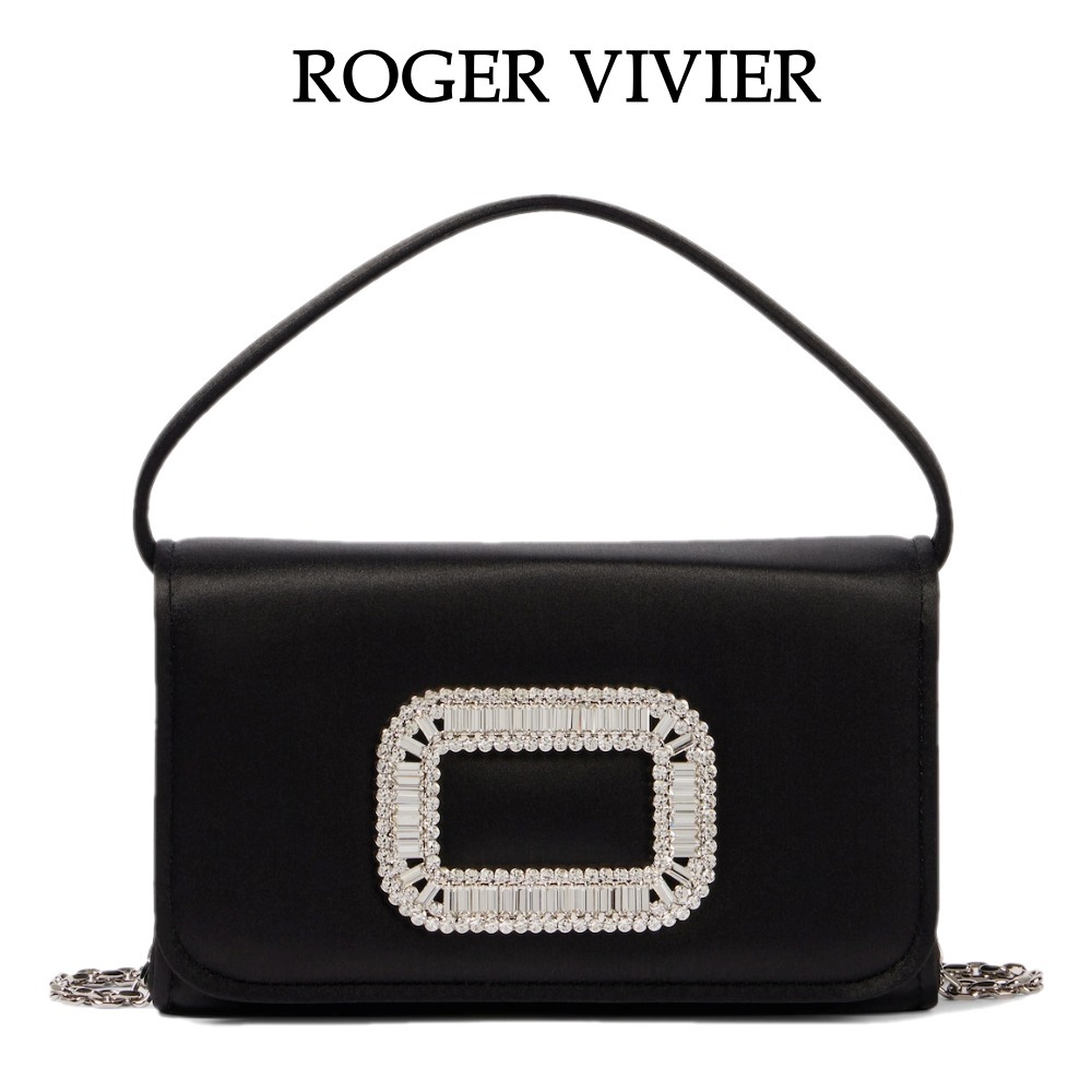 【Roger Vivier】ピルグリムマイクロ装飾サテンショルダーバッグ