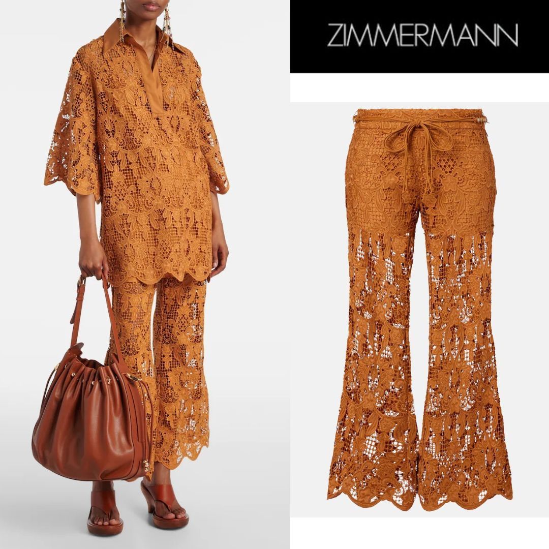 【Zimmermann】Coco scalloped lace flared pants