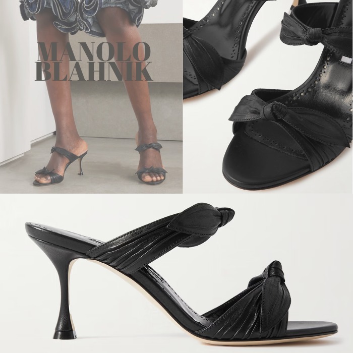 リボン可愛い★【Manolo Blahnik】『Lollo70』レザーミュール