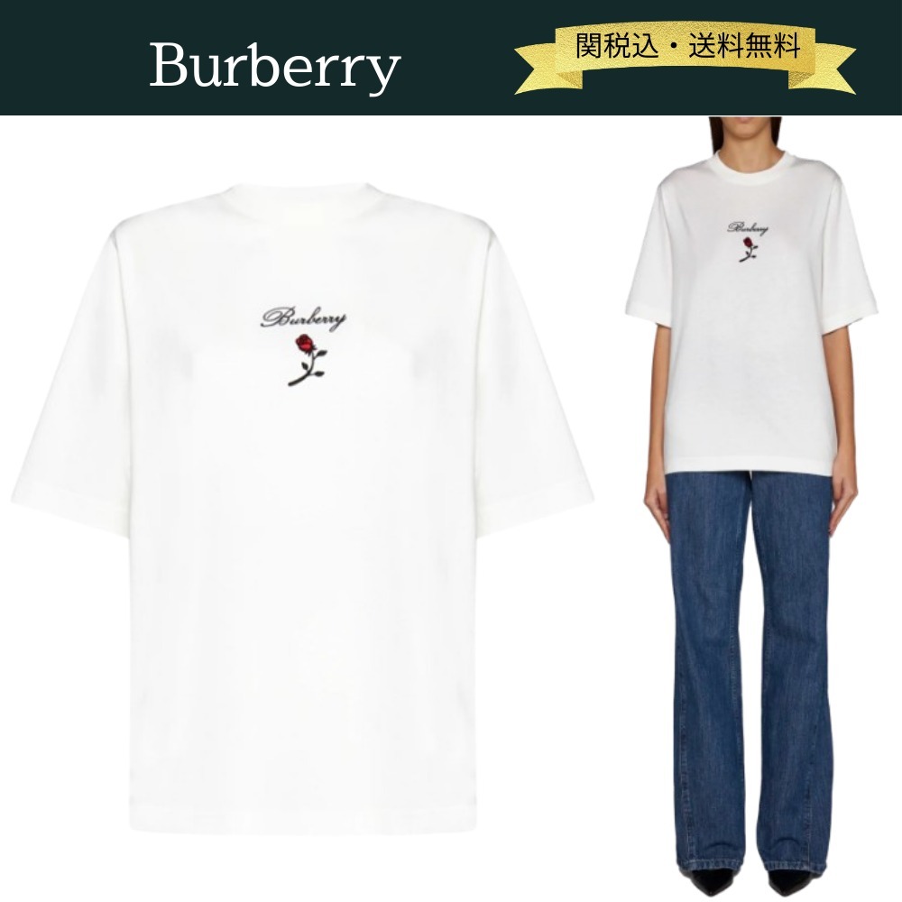 【関税・送料込】Burberry ローズ 半袖 Tシャツ