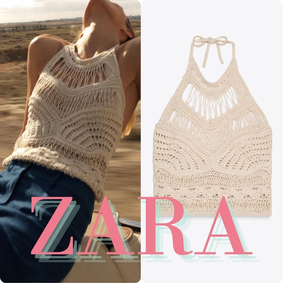 ZARA ホルターネック ダメージニットトップス 3991/015