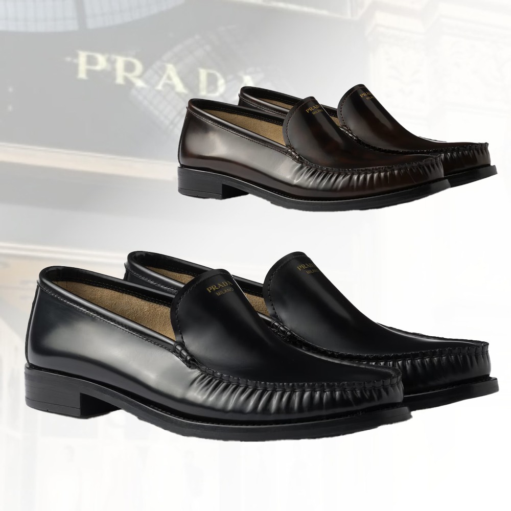 【足元をスマートに】PRADA ブラッシュドカーフレザー モカシン