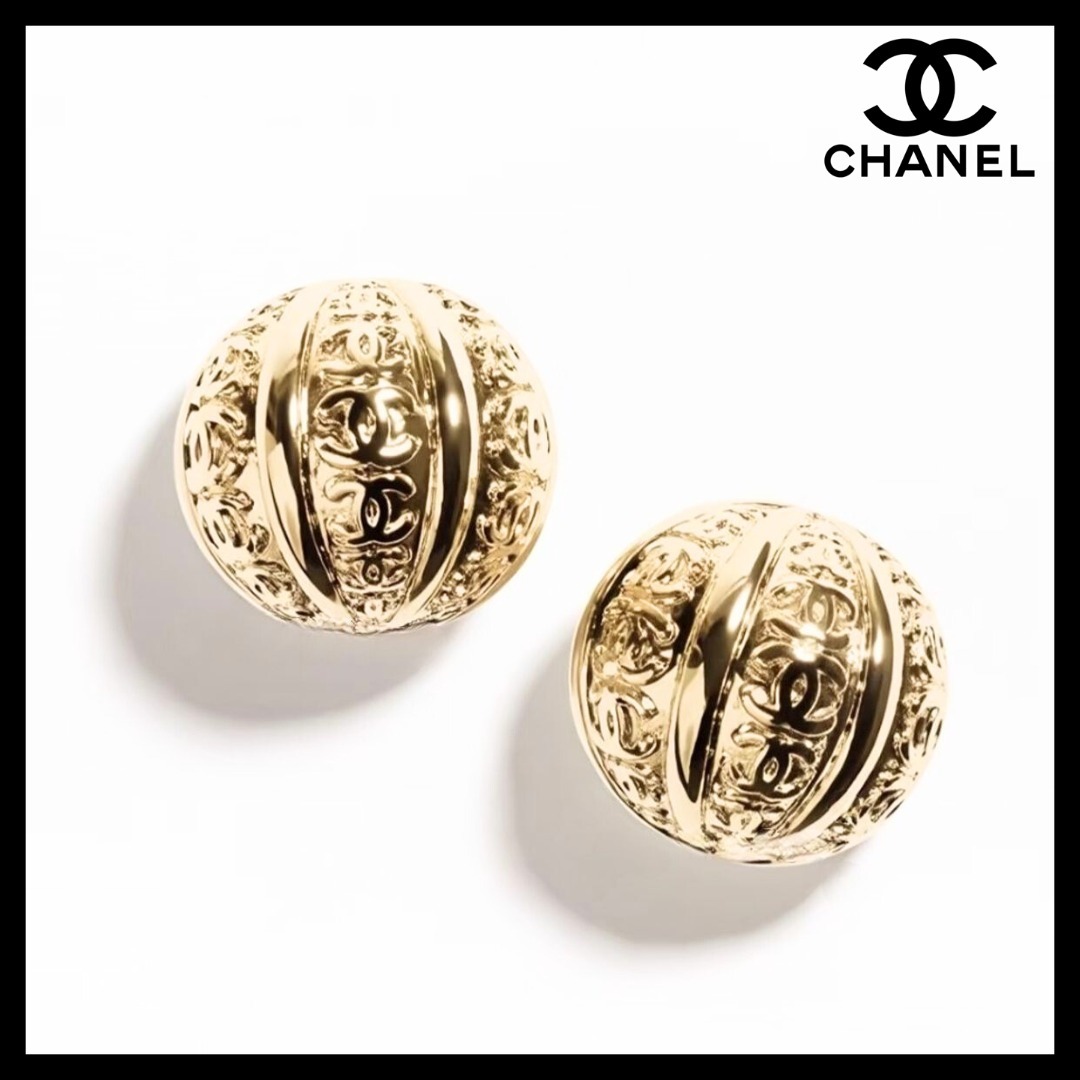 【繊細なデザイン♪】CHANEL ゴールドラウンドピアス CCロゴ