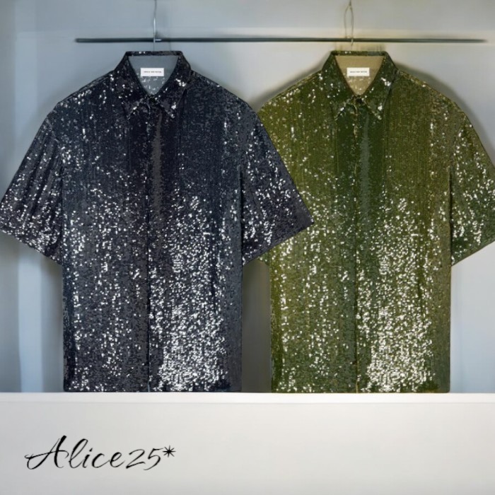 Dries Van Noten / スパンコール シャツ 半袖 ルーズフィット