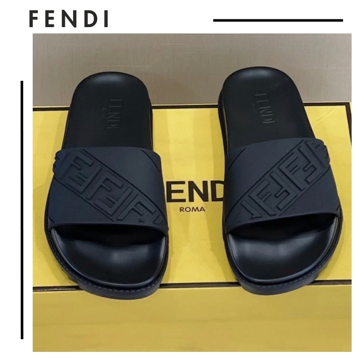 FENDI●FFロゴ入り ハイバンド ブラックラバーサンダル
