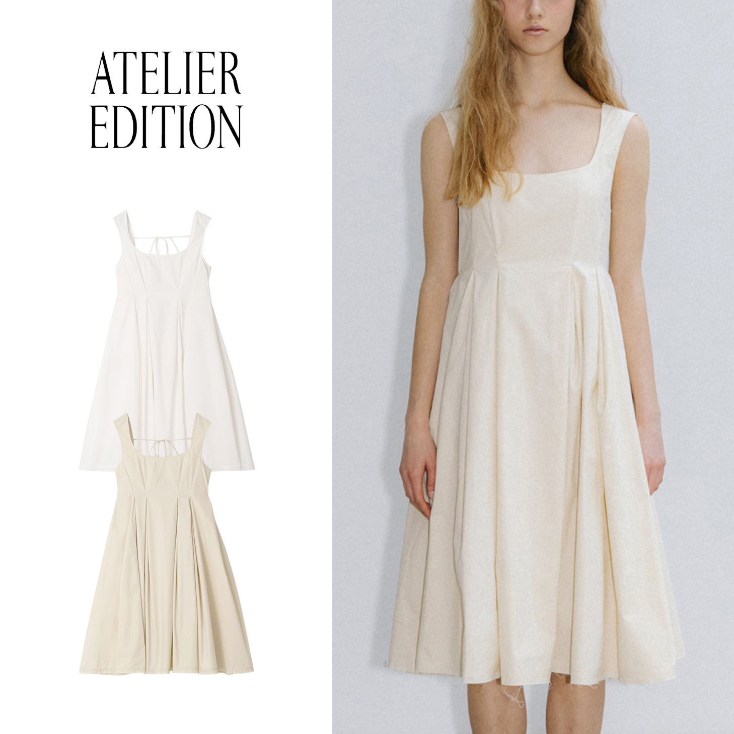 ワンピース Atelier Edition : 25SS / Pleated Cotton Dress (2colors)